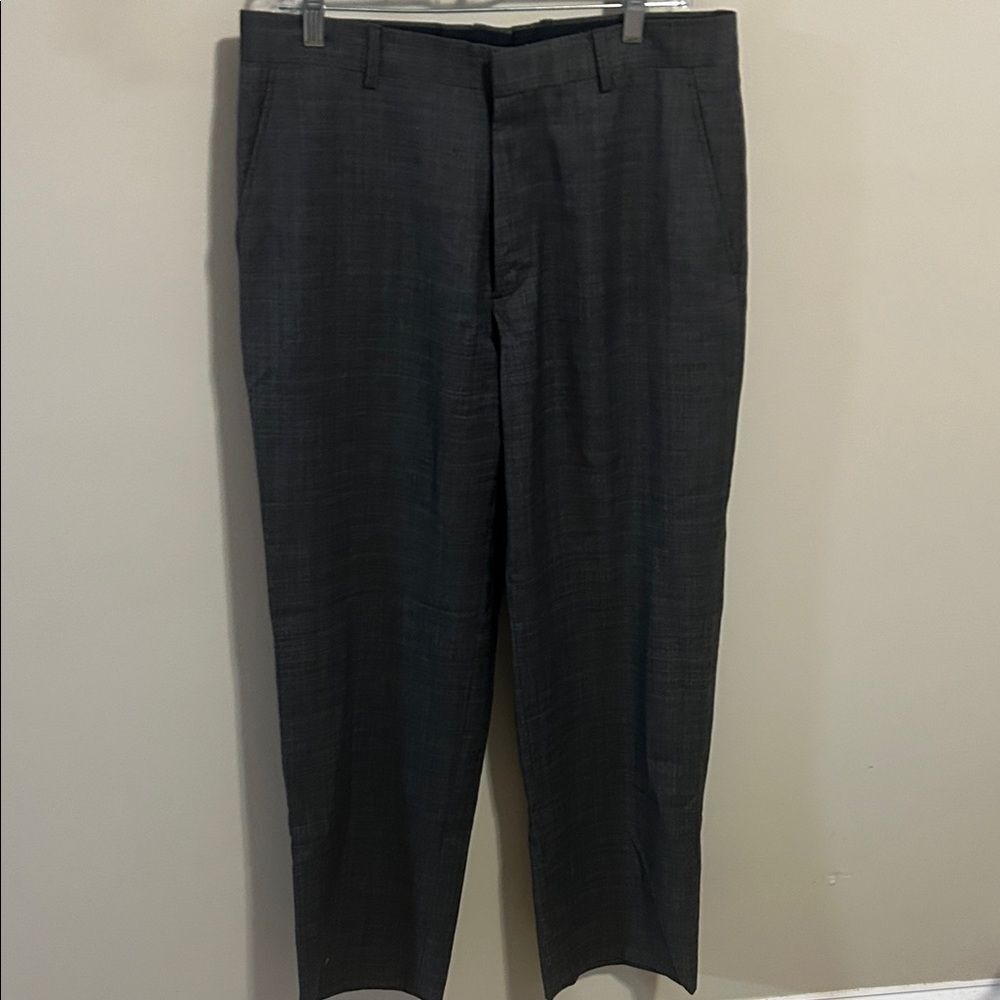 Banana Republic Modern Fit Micro Plaid Wool Blend Dress Pants 33x32 Flat Front